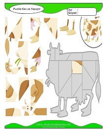 Puzzle Kes Yapıştır Çalışma Sayfaları